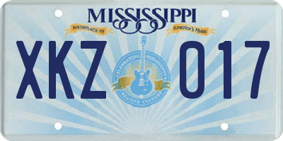 MS license plate XKZ017