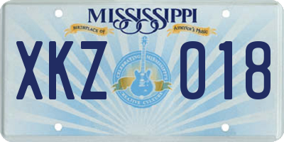 MS license plate XKZ018