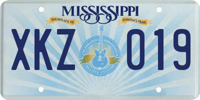 MS license plate XKZ019