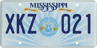 MS license plate XKZ021