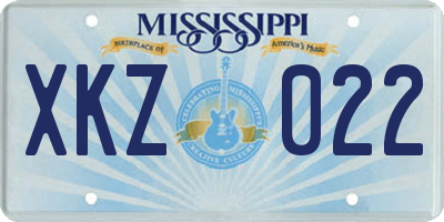 MS license plate XKZ022
