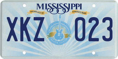 MS license plate XKZ023