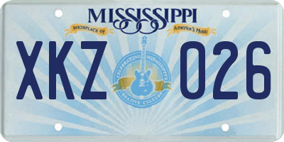 MS license plate XKZ026