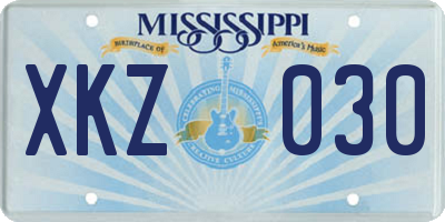 MS license plate XKZ030