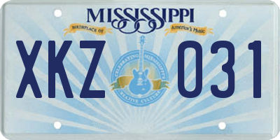 MS license plate XKZ031