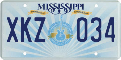 MS license plate XKZ034