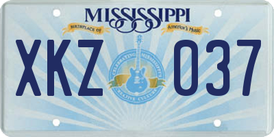 MS license plate XKZ037