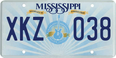 MS license plate XKZ038