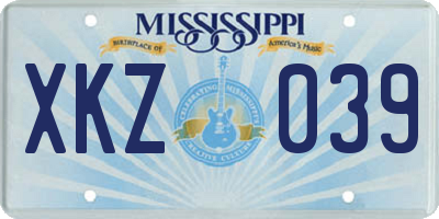 MS license plate XKZ039