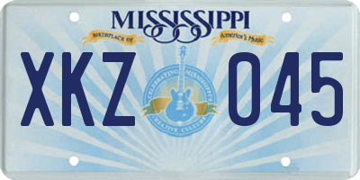 MS license plate XKZ045