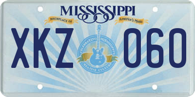 MS license plate XKZ060