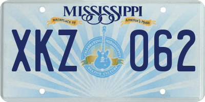 MS license plate XKZ062