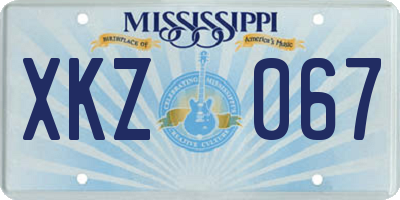 MS license plate XKZ067