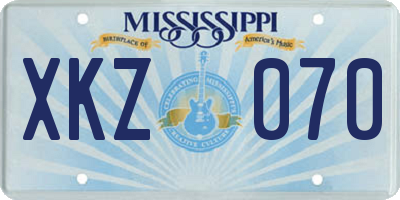 MS license plate XKZ070