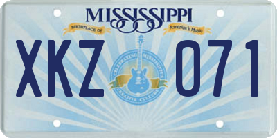 MS license plate XKZ071