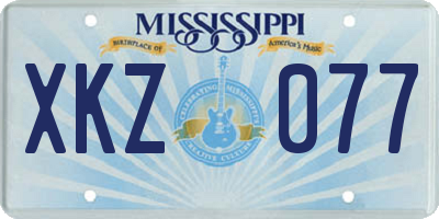 MS license plate XKZ077