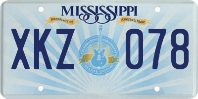 MS license plate XKZ078