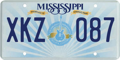 MS license plate XKZ087