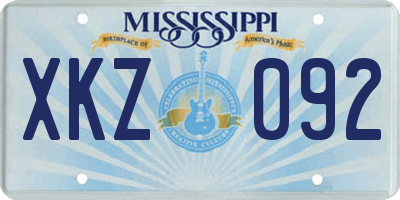 MS license plate XKZ092