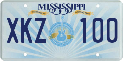 MS license plate XKZ100