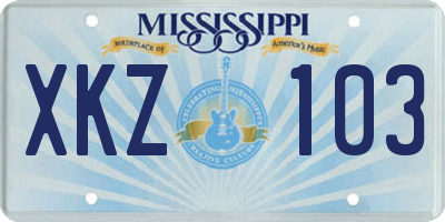 MS license plate XKZ103
