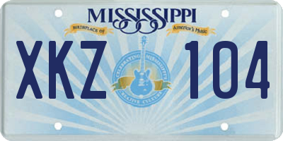 MS license plate XKZ104