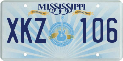 MS license plate XKZ106