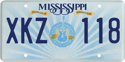 MS license plate XKZ118