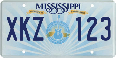 MS license plate XKZ123