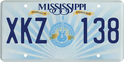 MS license plate XKZ138