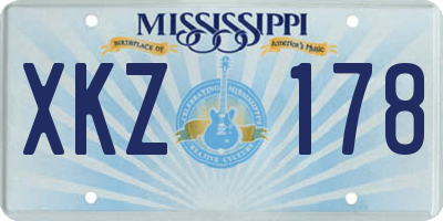 MS license plate XKZ178