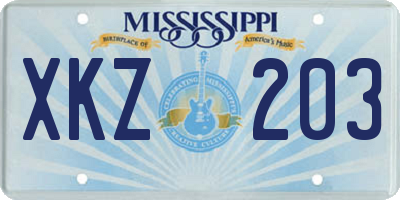 MS license plate XKZ203