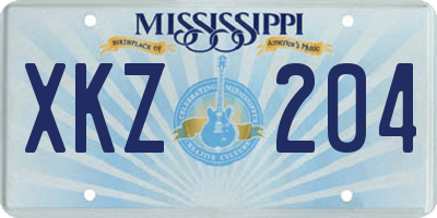 MS license plate XKZ204