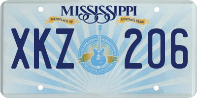 MS license plate XKZ206