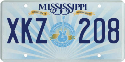 MS license plate XKZ208
