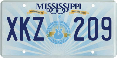 MS license plate XKZ209