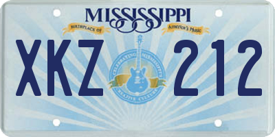 MS license plate XKZ212
