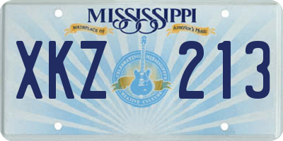 MS license plate XKZ213