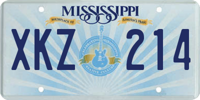 MS license plate XKZ214