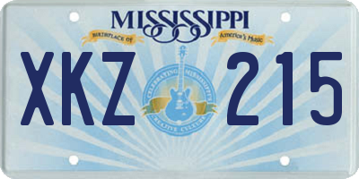 MS license plate XKZ215