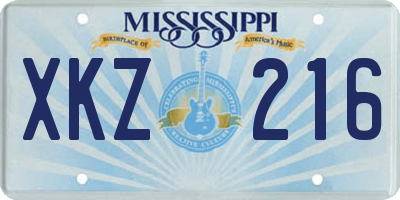 MS license plate XKZ216