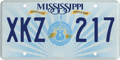 MS license plate XKZ217
