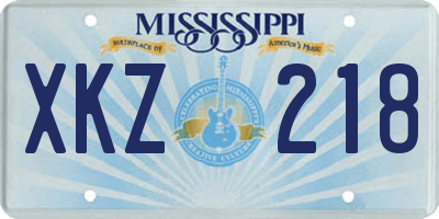 MS license plate XKZ218
