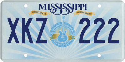 MS license plate XKZ222
