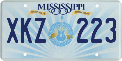 MS license plate XKZ223
