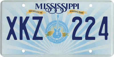 MS license plate XKZ224