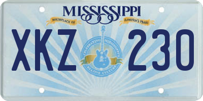 MS license plate XKZ230