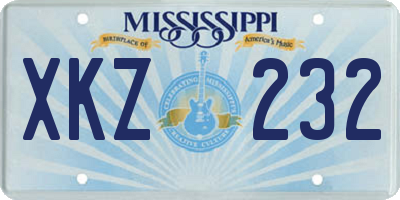 MS license plate XKZ232
