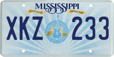 MS license plate XKZ233