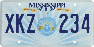MS license plate XKZ234